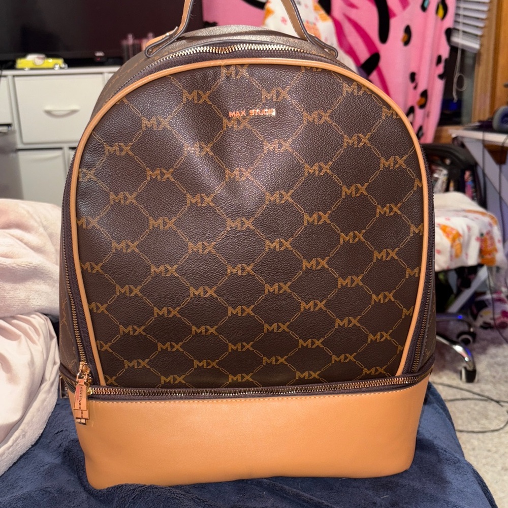 Max Studio Men's Backpack in Brown and Tan